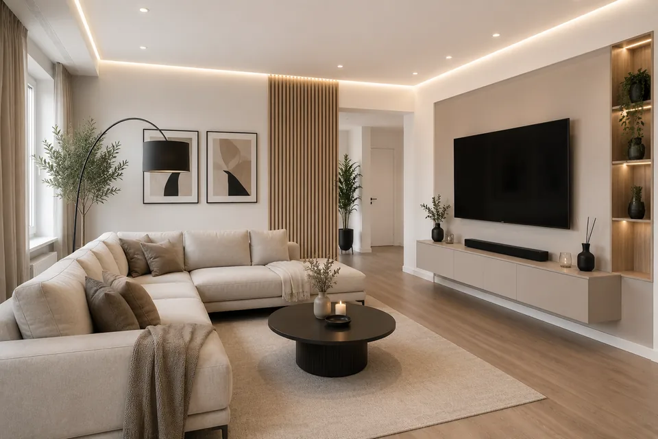 Modern gestalteter Wohnraum